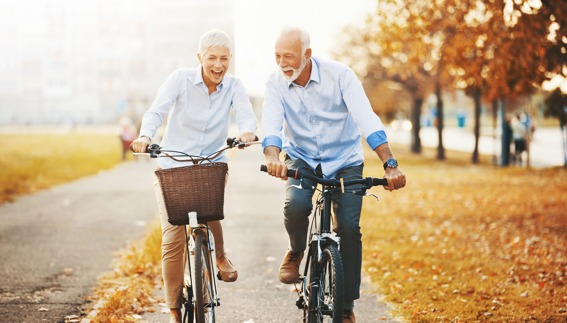 Older Couple Bikes